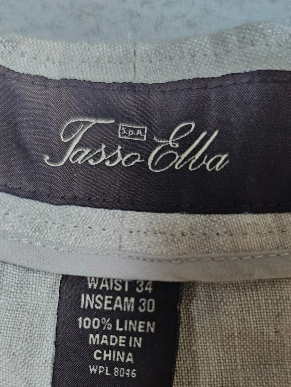 Tasso Elba Men’s 100% Linen Pants Sz 34x30 Beige Natural Flat Front Lightweight